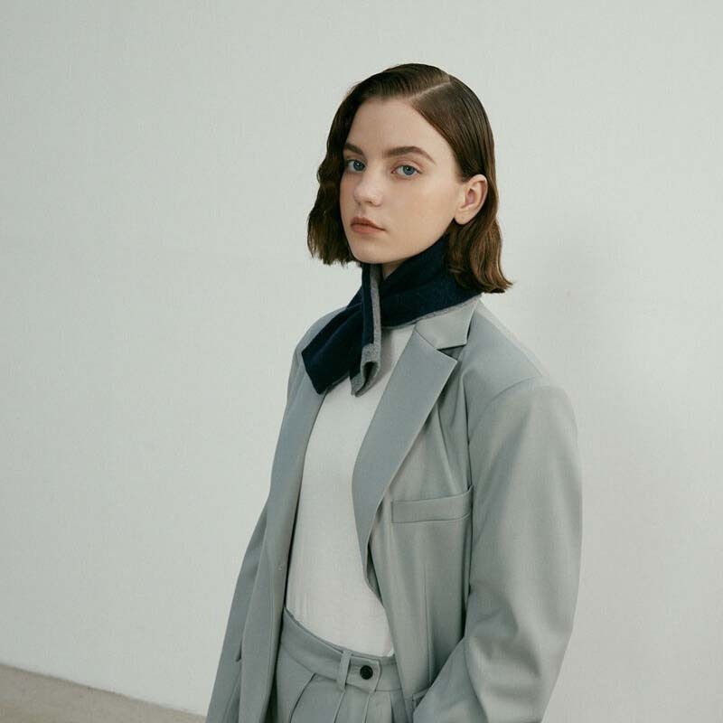 Color-Block Crossed Perforated Warm Knit Scarf-Double-Sided Neck Warmer,Soft And Elegant Boutique Style