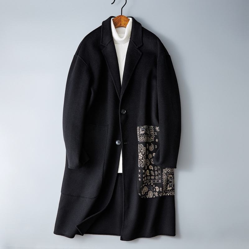 Double-Sided Wool Coat:Mid-Length Business Trench Cashmere Overcoat