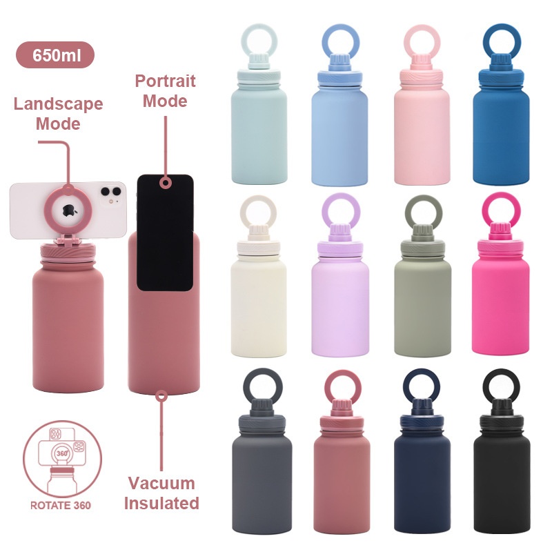 Magnetic Holder For Mobile Phone Water Cup Outdoor650 MLLarge Mouth Thermos Cup Stainless Steel Sports Kettle
