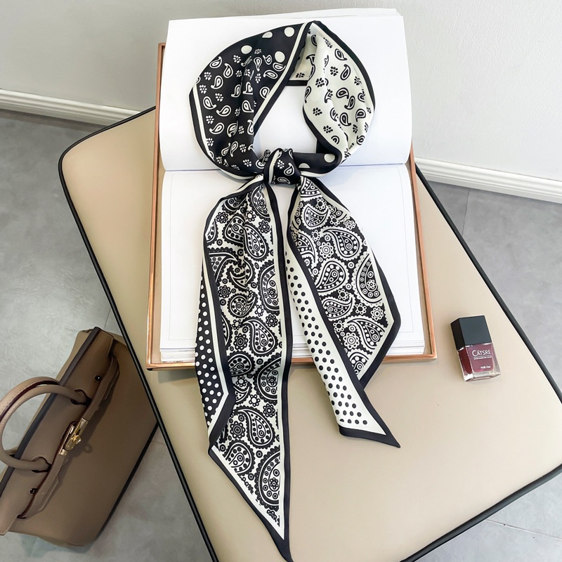Long Silk Scarf Imitation Silk Small Scarf Narrow Long Scarf Oblique Scarf Light Luxury Silk Scarf