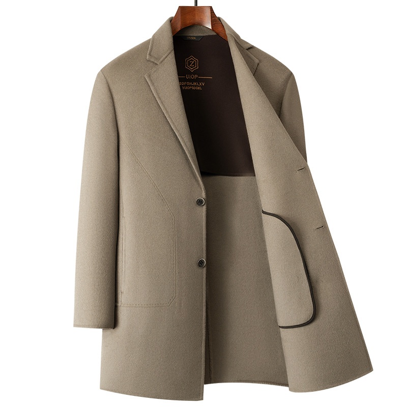 Handmade Mid-Length Blazer:Double-Sided Wool Coat