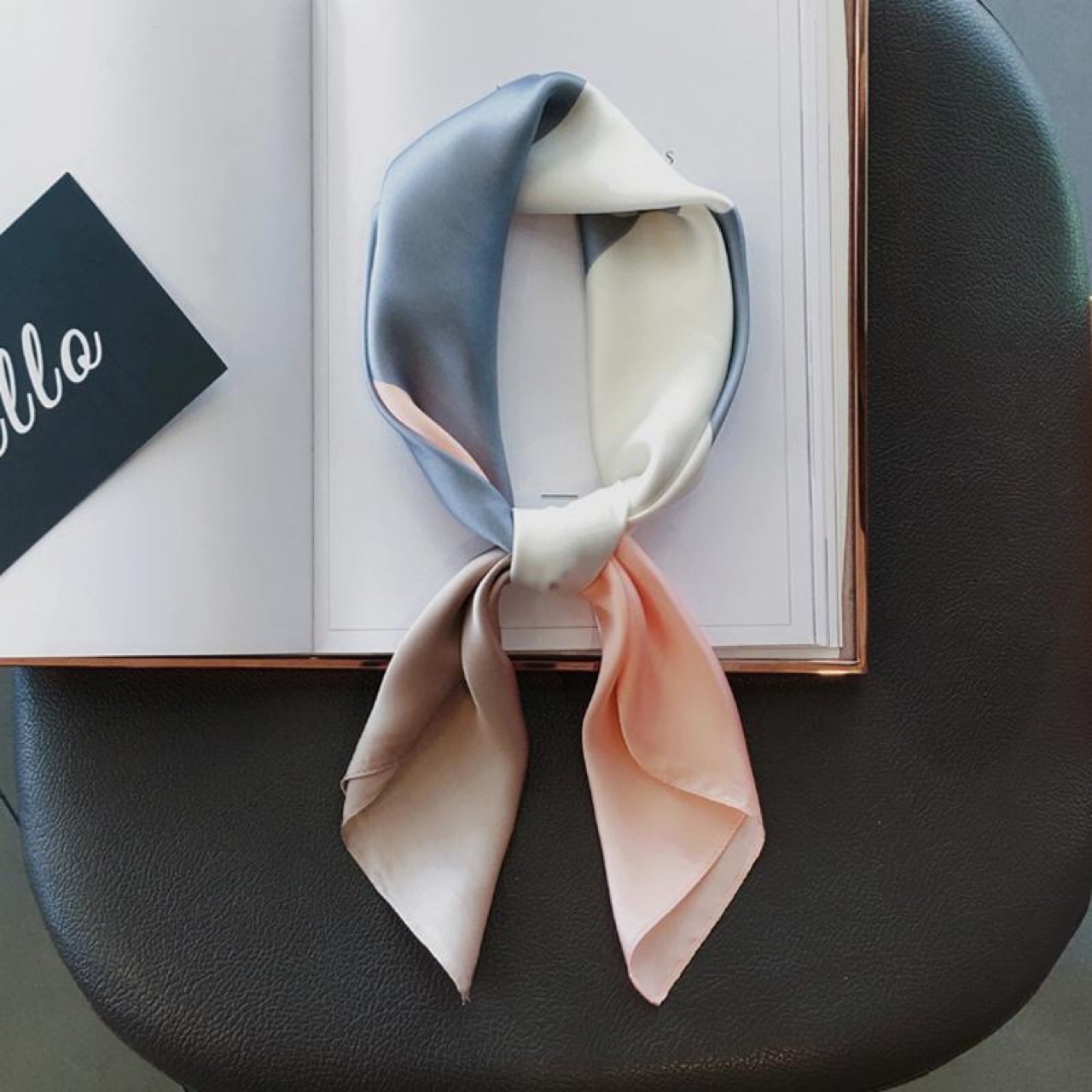 Autumn And Summer Plain Decoration Blue Fashionable Pink And Gray Printed Small Square Scarf Scarf Scarf Decoration Versatile