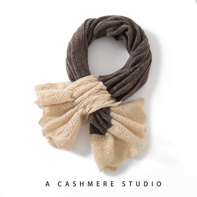 Warm Thick Scarf Thickened Color Matching Shawl Hollow Cross Neck