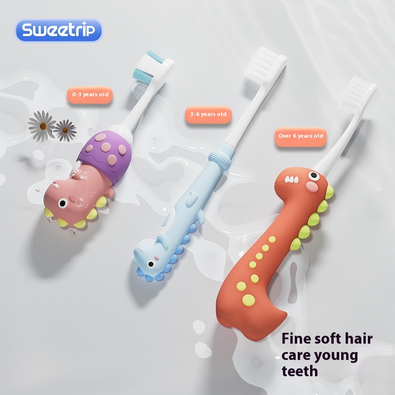 Japanese Brand Soft-bristled Children's Toothbrush Cartoon Dinosaur0-3-6-12 Years Old Baby Infant Children's Soft-bristled Toothbrush
