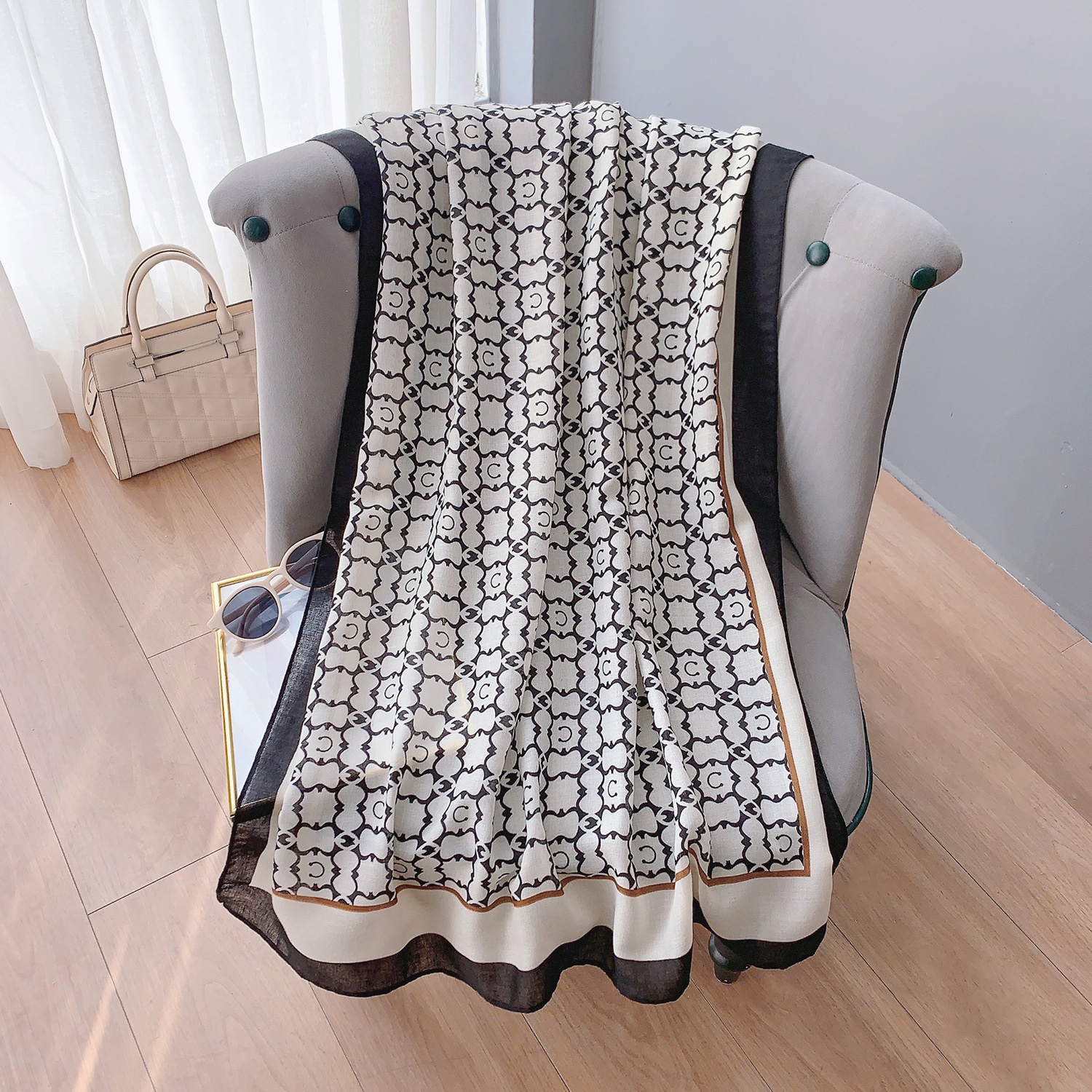 Cotton And Linen Scarf Printed Soft Neck Scarf Fashionable And Elegant Decorative Shawl