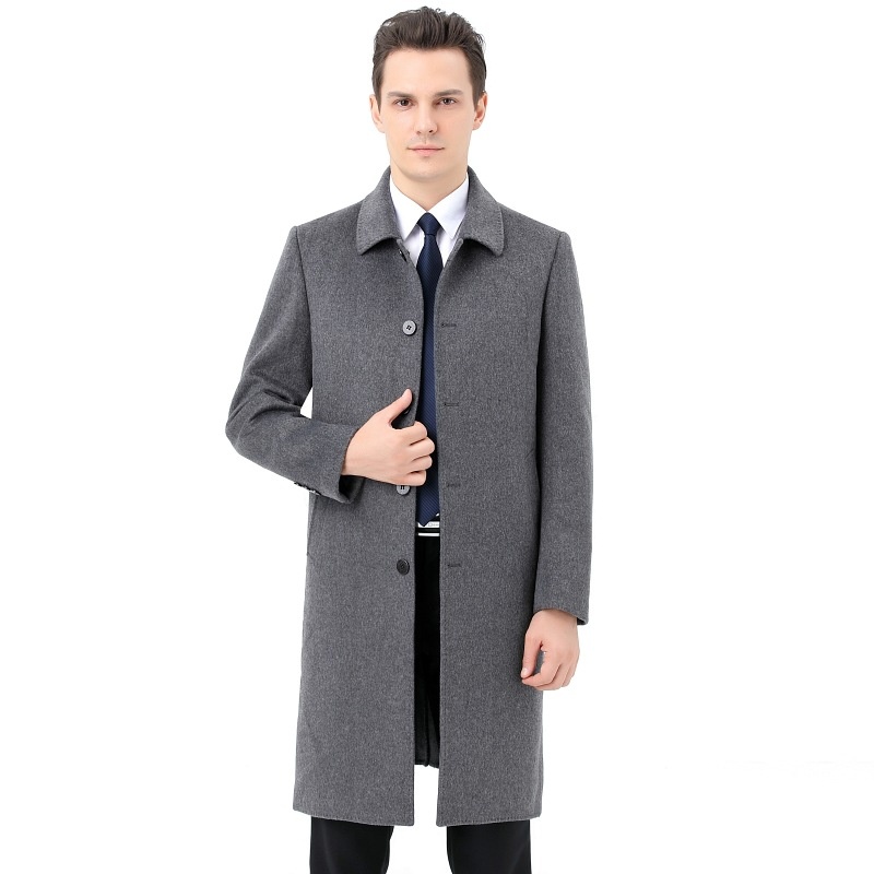 Brand Authentic British Wool Coat For Middle-aged And Elderly Men In Autumn And Winter Thickened Double-sided Trench Coat Classic Long Coat