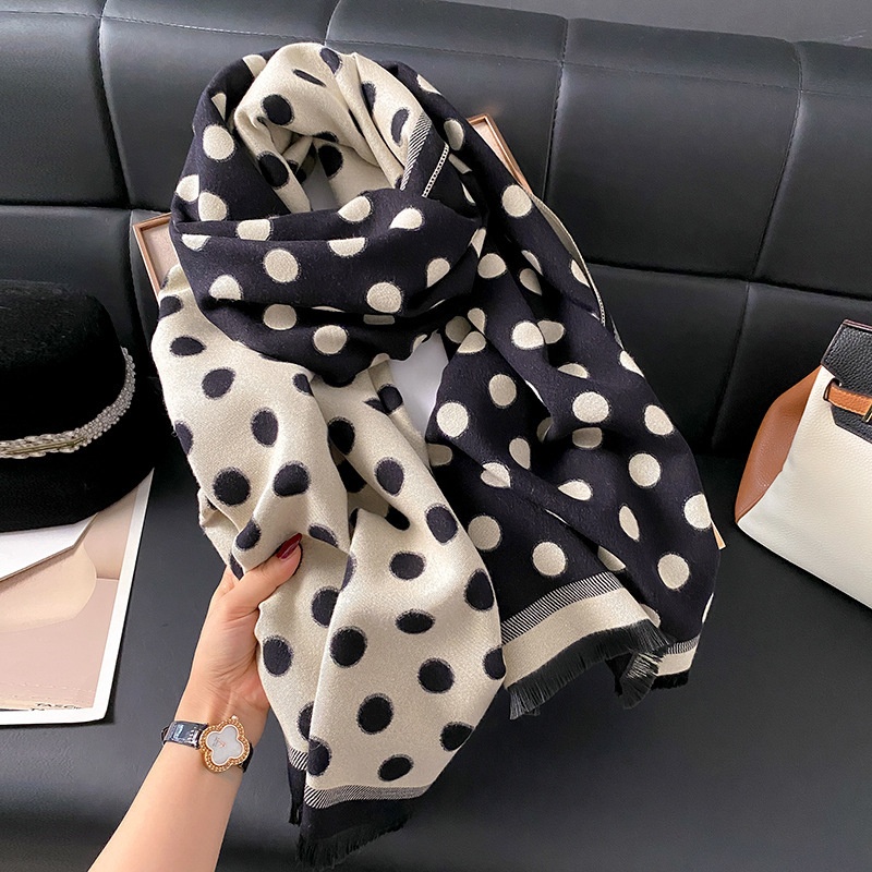 Outerwear All-match Korean Polka Dot Double-sided Color Matching Thickening Warm Shawl