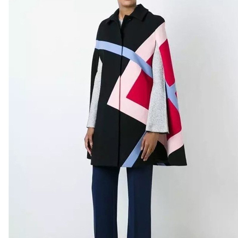 Mid-Length Fashion Plaid Cape Coat:Stylish And Elegant Overcoat