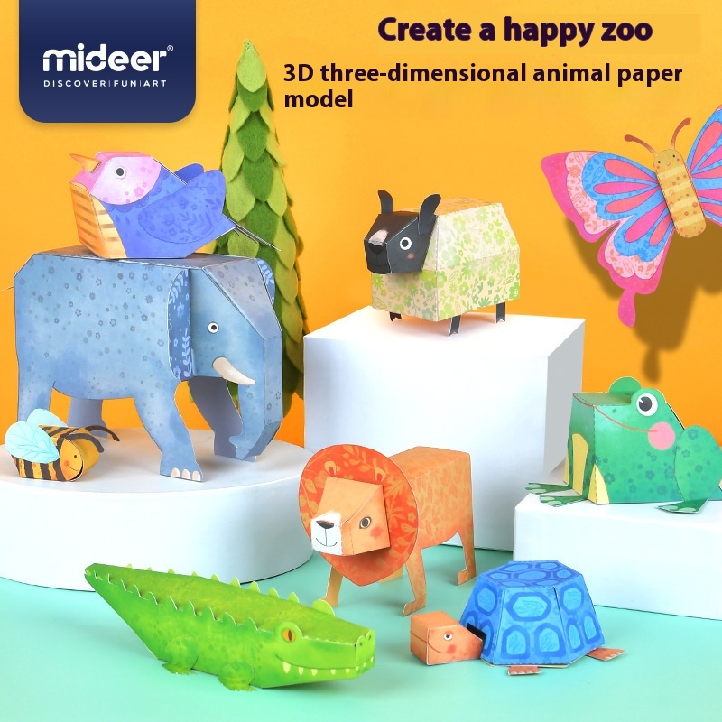 Mideer Milu Children's Origami Book3 DThree-dimensional Handmade DIYProduction Kindergarten Primary School Students Paper-cut Toys