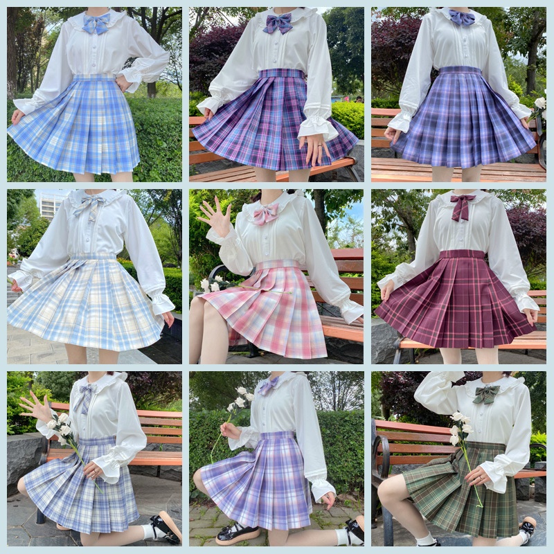 Japanese Lolita Lantern JKGrid Dress College Style Pure Autumn Class Uniform School Uniform Performance Suit Spring And Summer Female