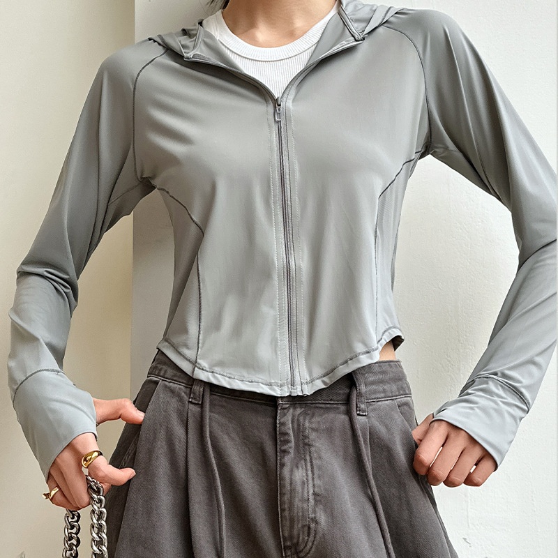 Summer Fashion Original Yarn Slim Hooded High Elastic Sun Protection Clothing Short Sun Protection Clothing Thin Anti-ultraviolet Jacket