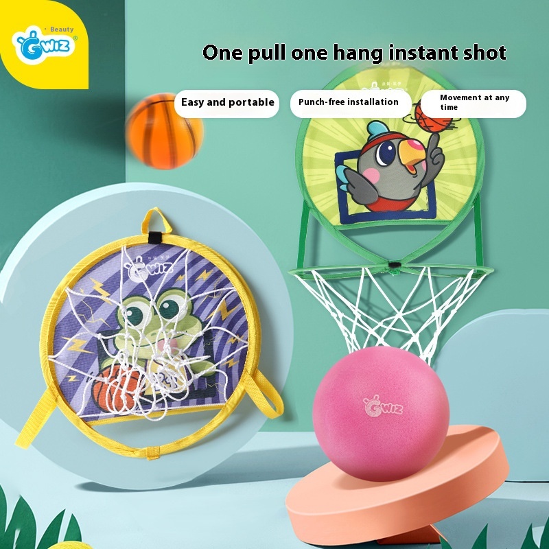 GWIZSilent Ball Basketball Frame Set Foldable Punch-free Children's Shooting Toddler Home Basketball Hoop Toys Indoor