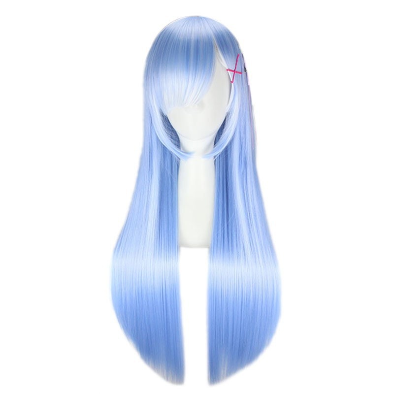 Re:Zero-Starting Life In Another World-Rem Rem Ram Long Straight Hair Cosplay Wig