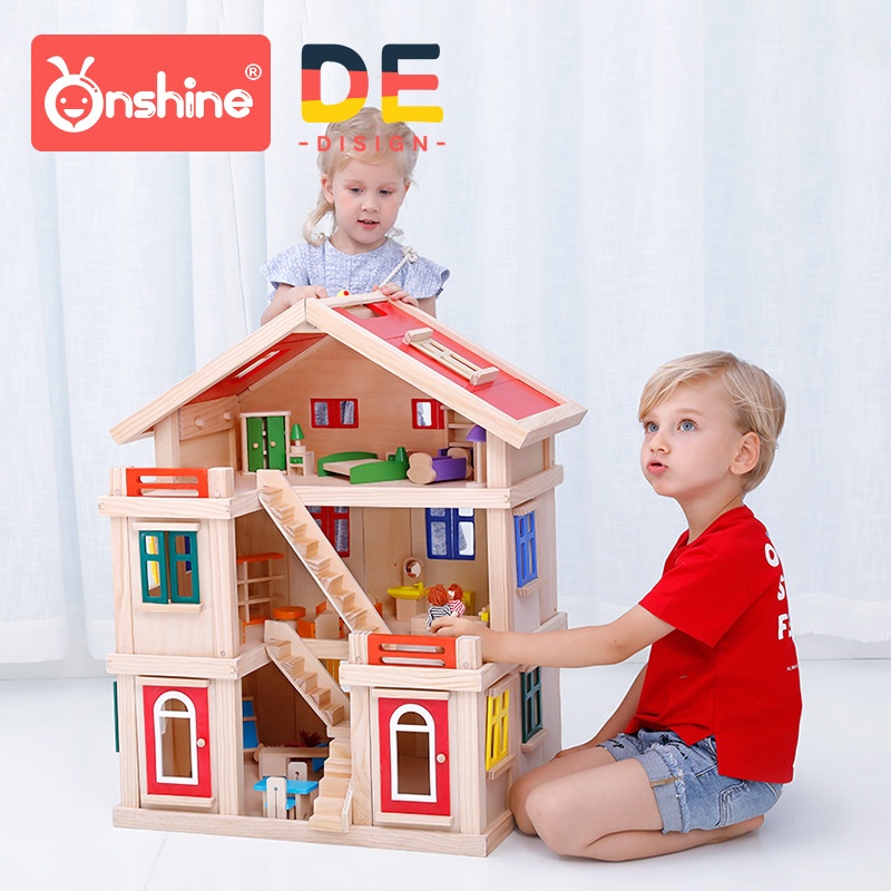Onshine Children's Educational Gift Box Holiday Doll House Creative Building Blocks Diy Toy Villa Set Play House