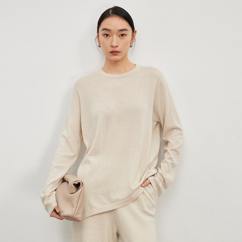 Casual Temperament Round Neck Sweater Women's Early Autumn Style Pullover Solid Color Cardigan Loose Long Sleeve Knitted Cardigan Women