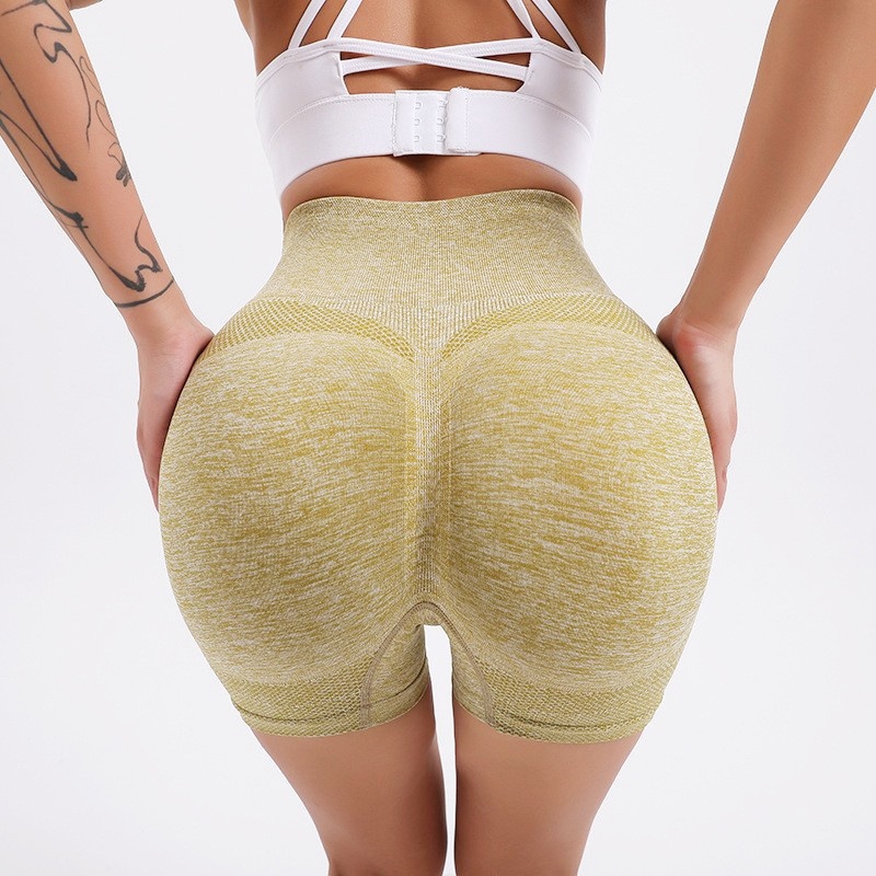 Spring And Summer Seamless Peach Hip Yoga Pants Women's High Waist Abdomen Quick-drying Hip Lifting Running Sports Short Fitness Pants