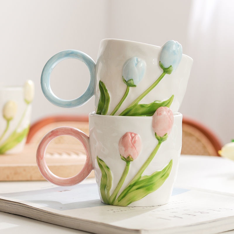 Tulip Cup Creative Style Mug Home Cute Drinking Water Cup High Value Large Capacity Breakfast Cup