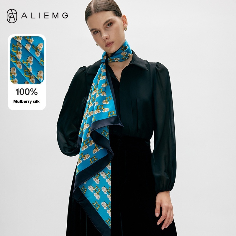 Style Mulberry Silk Silk Scarf Printed Large Square Scarf Female Autumn And Winter Mother Birthday Gift Silk Scarf