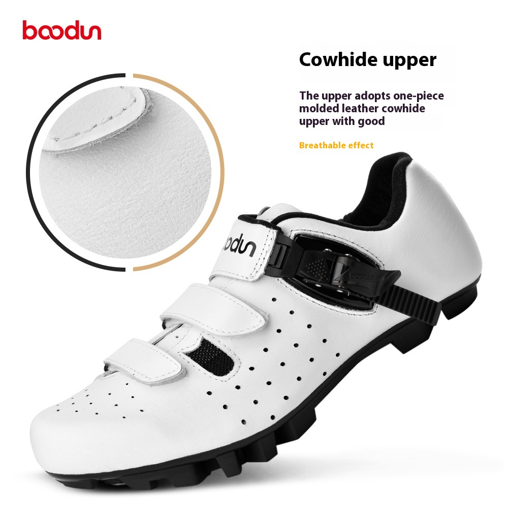 Boodun/Boton Road Lock Shoes Cowhide Upper Mountain Bike Cycling Shoes Bar Buckle Light Breathable Self-locking Cycling Shoes