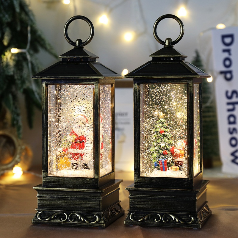 Christmas Decoration:Snowflake Crystal Ball Music Box With Lights,Lantern Scene Arrangement,Perfect Christmas Gift