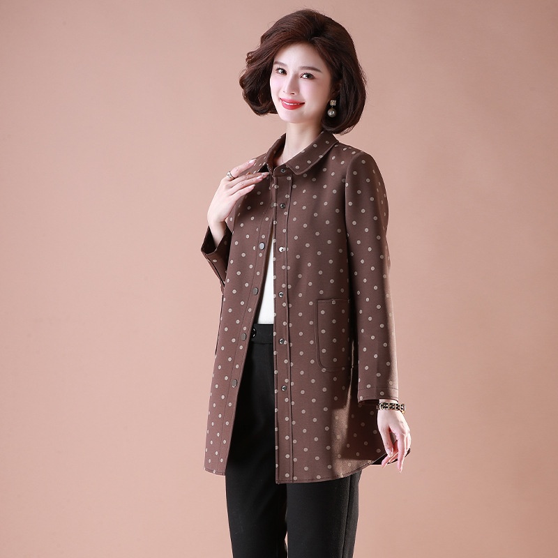 Mother's Spring And Autumn Long-sleeved Windbreaker Middle-aged And Elderly Women's Coat Mid-length Style Fashionable Women's Top