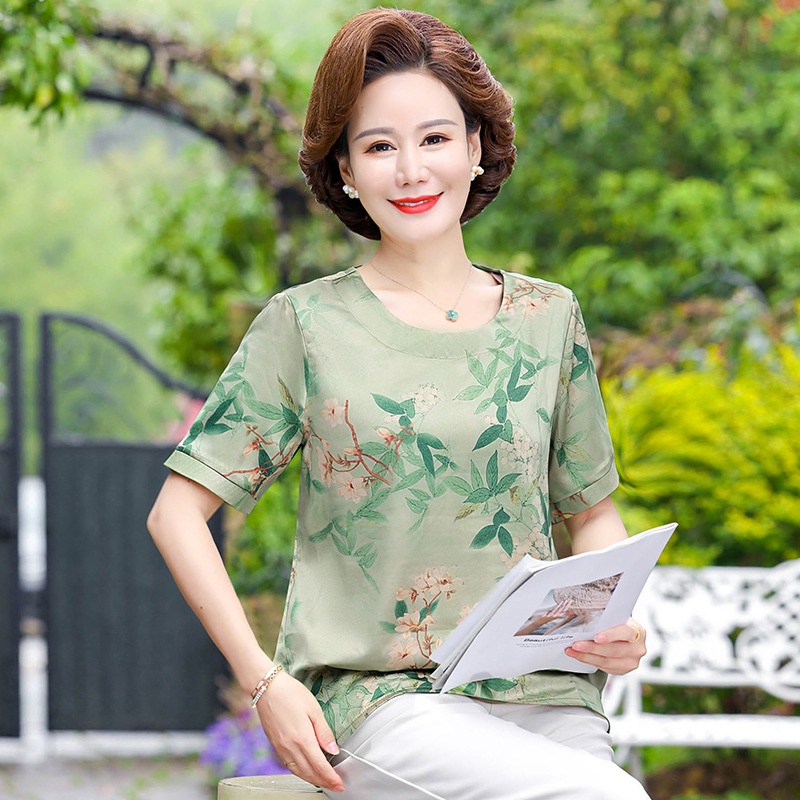 Summer Style For Middle-aged And Elderly Women,Short-sleeved Shirts,Fashionable Middle-aged Ladies'T-shirts,Stylish Mommy Tops
