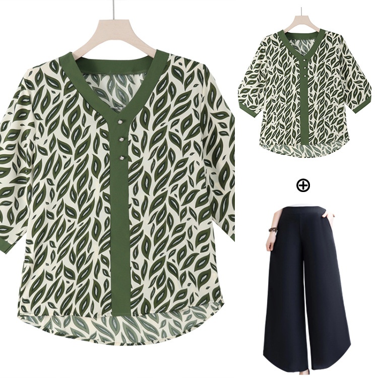 Middle-aged Mother Mid-sleeve Chiffon Top Small Shirt Middle-aged And Elderly Women's Spring And Summer Large Size Short-sleeved T-shirt Bottoming Shirt