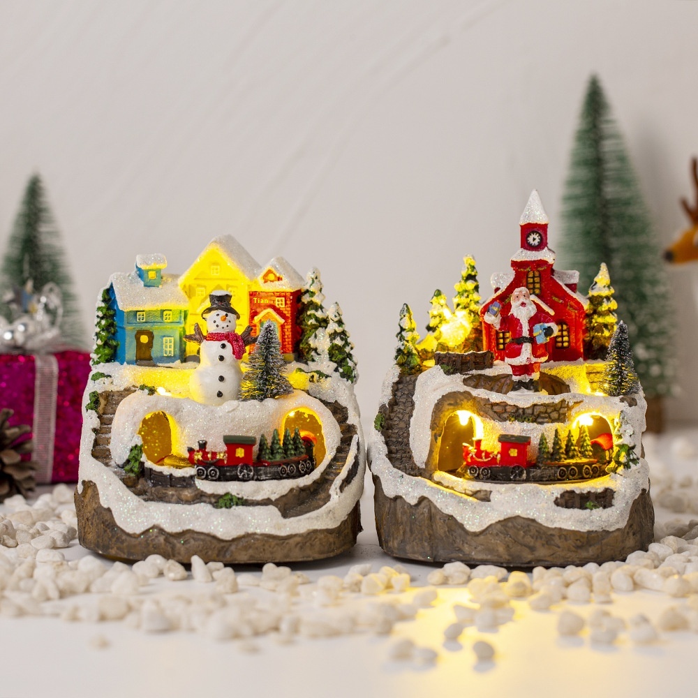 Christmas Snow House:Electric Light-Up Music House Decoration