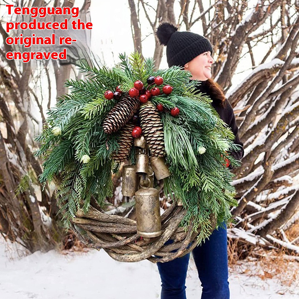 Christmas Decorations Christmas Wreath Farmhouse Bohemian Style Bell Wreath Vine Ring Door Hanging