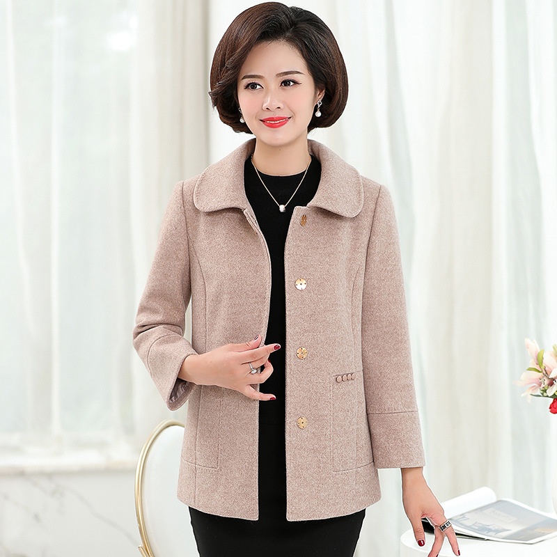 Mother's Spring And Autumn Coat Woolen Coat Top Middle-aged And Elderly Women's Clothing One Piece Dropshipping