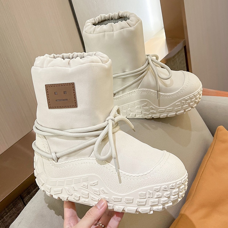 Snow Boots Women Winter Thick Warm Sleeve Cotton Boots Non-slip Wear-resistant Casual Girls Moon Boots