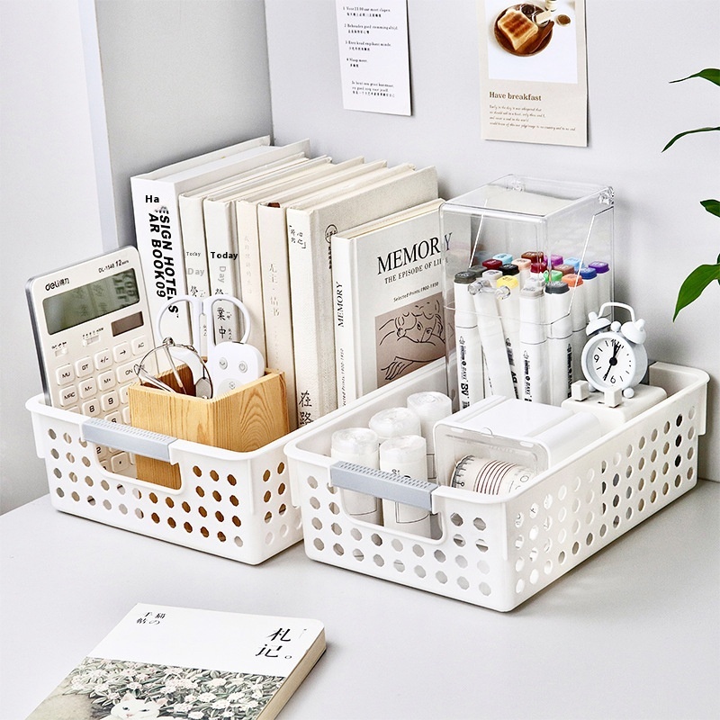 Storage Basket Plastic Storage Basket Storage Basket Desktop Sundries Snack Storage Frame Bath Basket Vegetable Basket Kitchen Storage Box