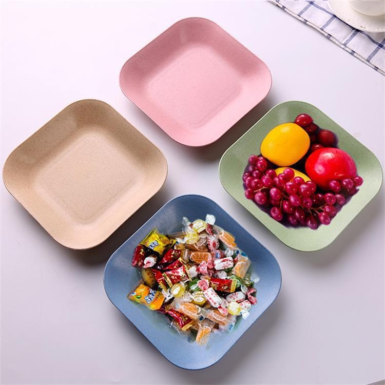 Wheat Straw Tableware Creative Steak Dinner Plate Set Fruit Plate Breakfast Square Plastic Plate Nordic Tableware