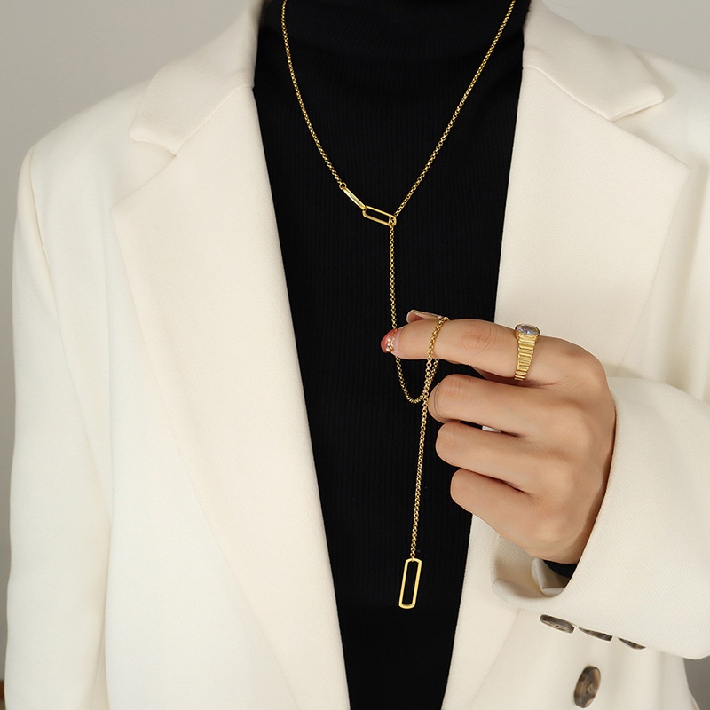 Autumn And Winter All-match Fashion Chain Pendant Sweater Chain Long Adjustable Tassel Necklace Female Gold-plated Accessories M035