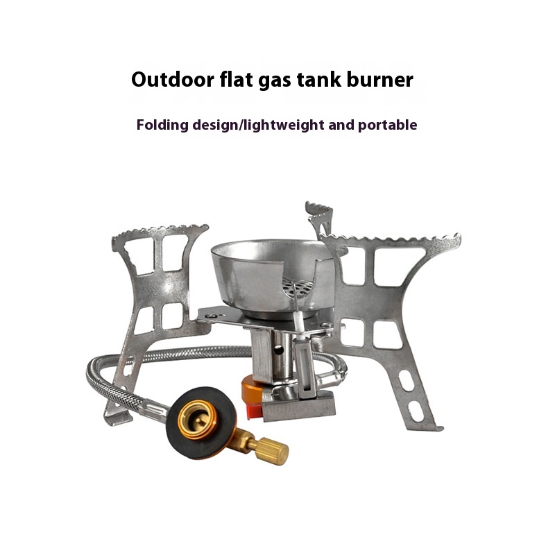 Outdoor Windproof Stove Head Outdoor Camping Picnic Flat Gas Tank Folding Windproof Stove Alpine Mountaineering Portable Gas Stove