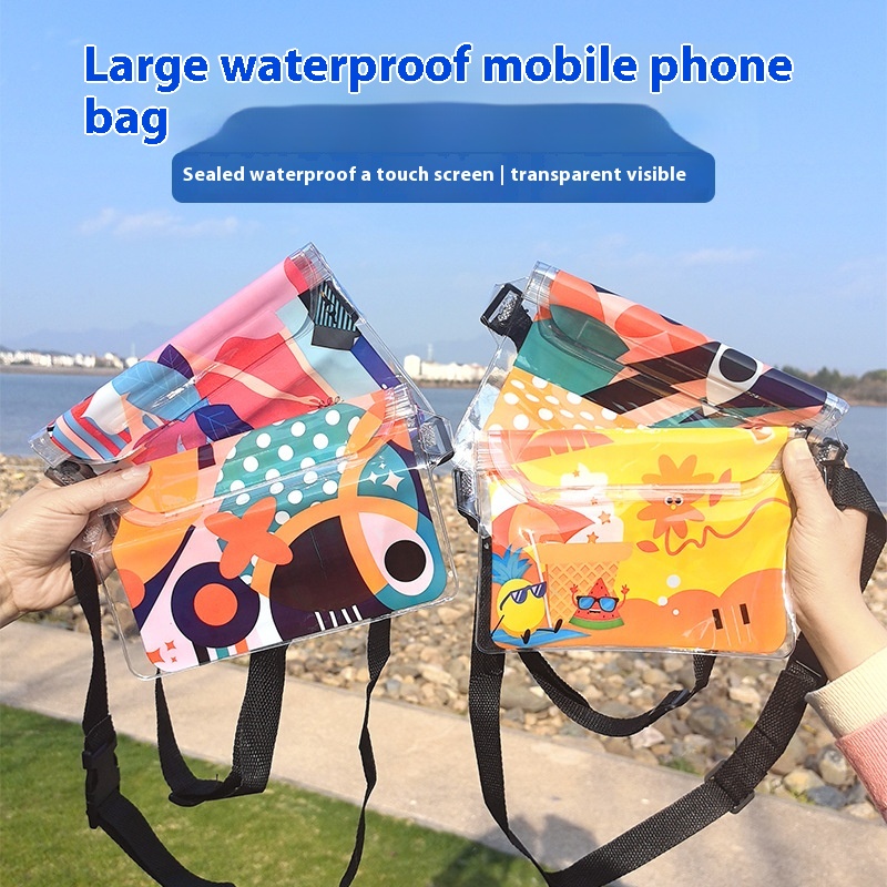 3-layer Sealed Large Mobile Phone Waterproof Bag Diagonal Swimming Waterproof Waist Bag Pvc Drifting Outdoor Sealed Transparent Touch Screen
