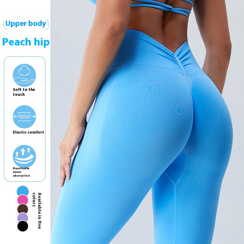 European And American Outdoor Running Fitness Pants Women's Peach Hip-lifting Seamless Sports Tights High Waist Quick-drying Yoga Pants