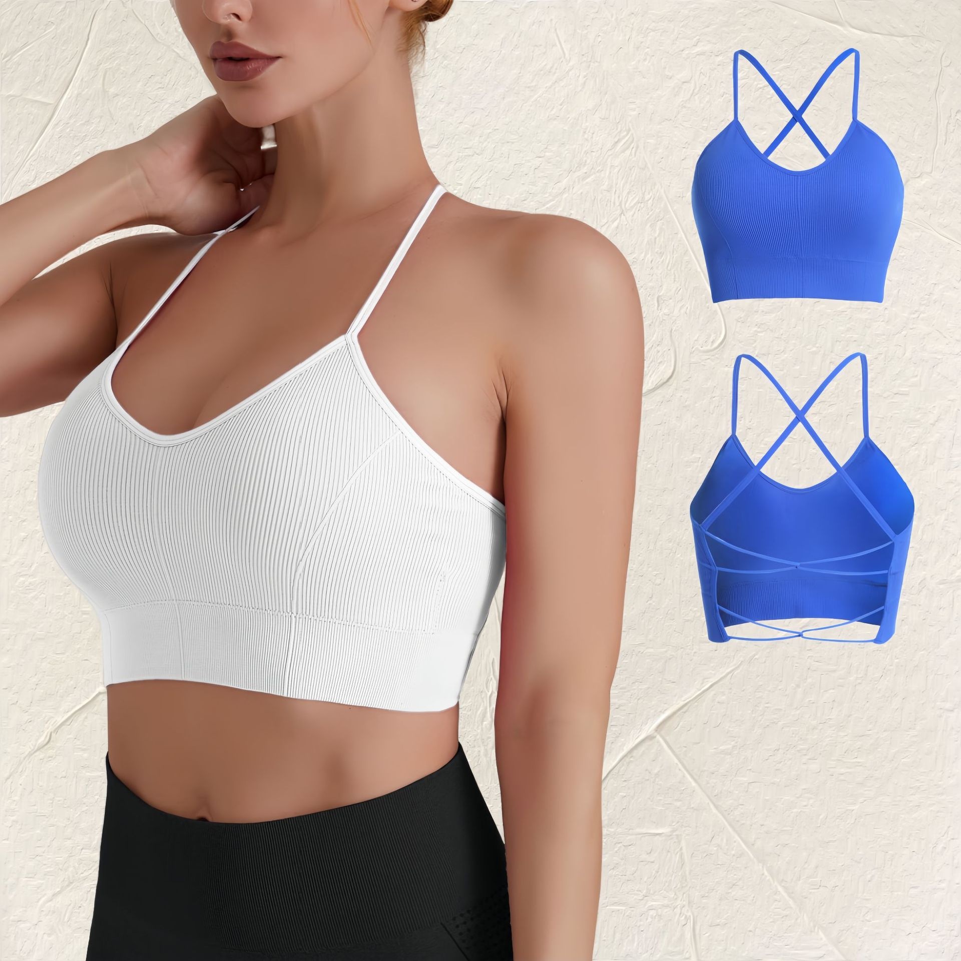 Spring And Summer Nude Yoga Vest With Side Breasts,Sports Bra,Buckle,Shock Absorption,Cross-beautiful Back Fitness Bra