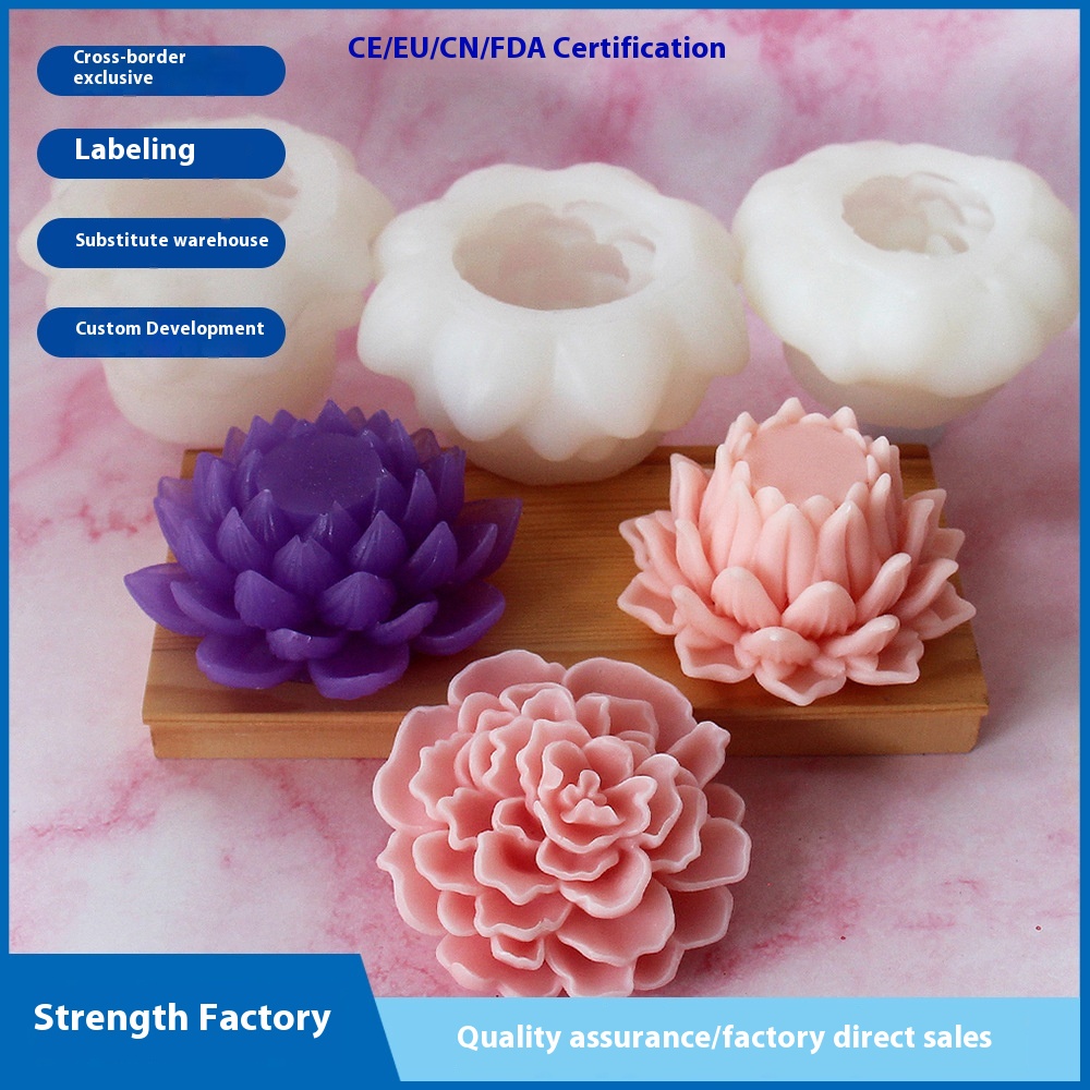 Thin Lotus Flower Aromatherapy Candle Pinching Music Silicone Mold Chocolate Baking Plaster Dripping Silicone Mold