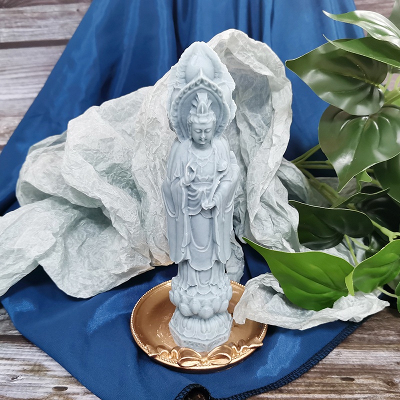 Buddha Candle Mold Three Sides Guanyin Chinese Style Aromatherapy Cement Gypsum Resin Ceramic Clay Abrasive Tool