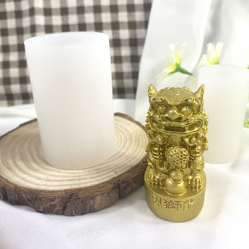 3 DChinese Stone Lion Silicone Mold:Fengshiye Candle,Plaster,And Resin Craft Mold