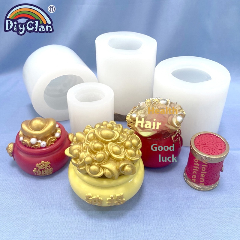 Treasure Bowl And Fortune Bag Silicone Mold:DIY3 DGold Ingots Bowl And Plaster Crafting Tool