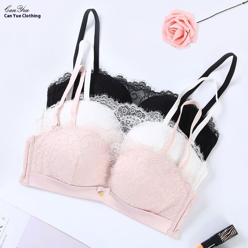 Style Bra Set Eyelash Lace Comfortable No Steel Ring Sexy Bra Anti-exposure Tube Top Girl Underwear