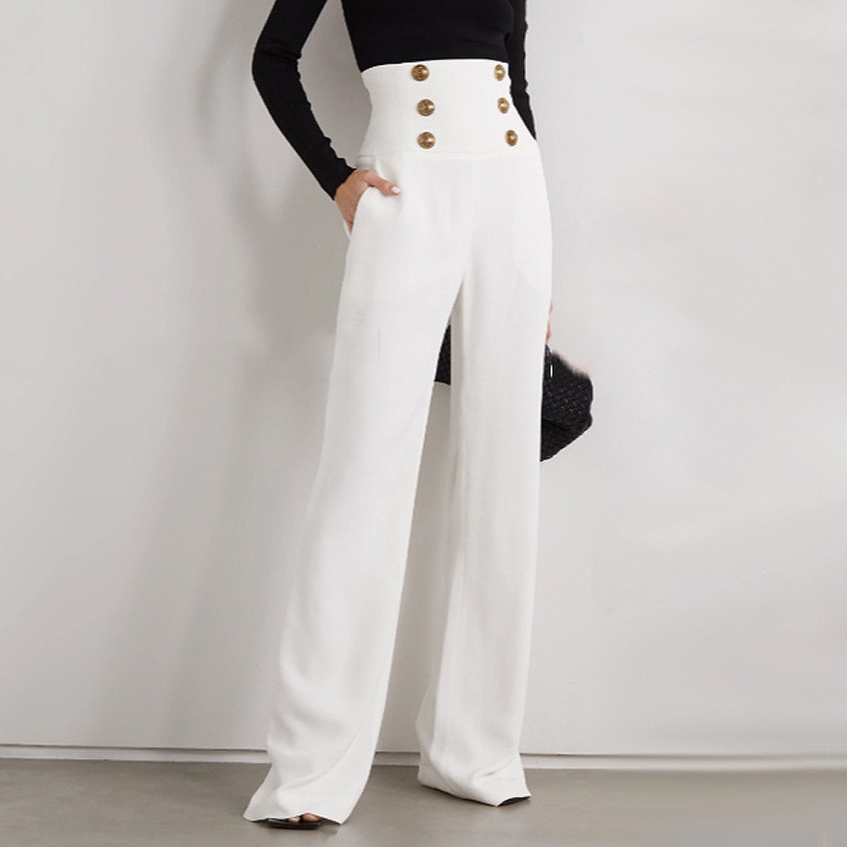 In Stock Wide-leg Pants Temperament Commuting High Waist Flared Pants Drape Long Casual Pants Women's Pants