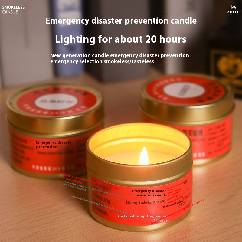 Household Safety Emergency Disaster Prevention Big Candle Iron Box Outdoor Disaster Prevention Power Outage Standby Materials Equipment Supplies Candle