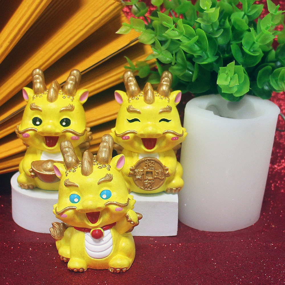 Dragon Year Fortune Copper Coin Dragon Ingot Dragon Plaster Chocolate Silicone Mold Pinch Decompression Epoxy Silicone Mold