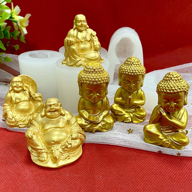 3 DMaitreya Buddha Silicone Mold:Aromatherapy Candle And Buddha Statue Crafting Tool