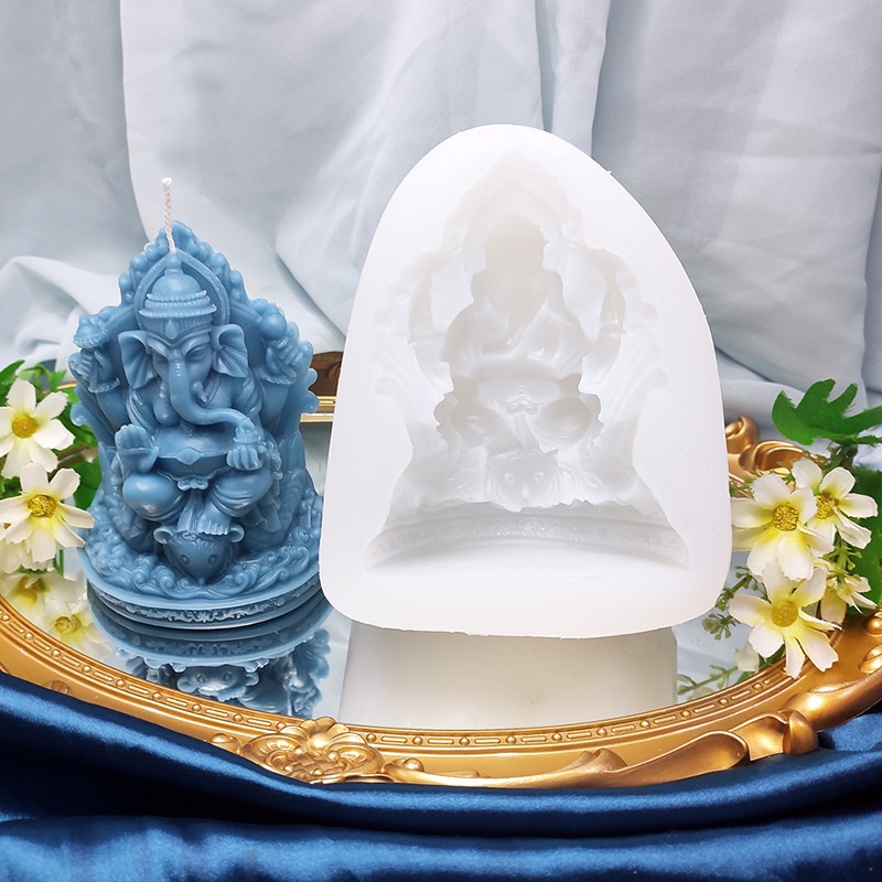 3 DGanesh Statue Candle Silicone Mold:Aromatherapy Candle Making Tool With Intricate Design