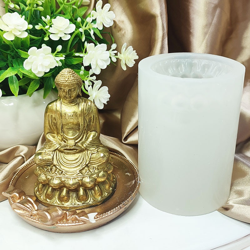 3 DThree-dimensional Meditation Buddha Statue Tathagata Buddha Statue Aromatherapy Candle Silicone Mold Chocolate Plaster Drip Silicone Mold