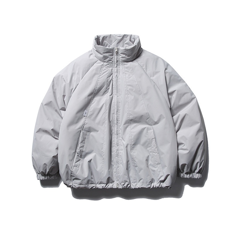 FORN3 Winter Solid Color Waist Drawstring Cotton Jacket Japanese Retro Three-Dimensional Cutting Stand Collar Cotton Jacket Men